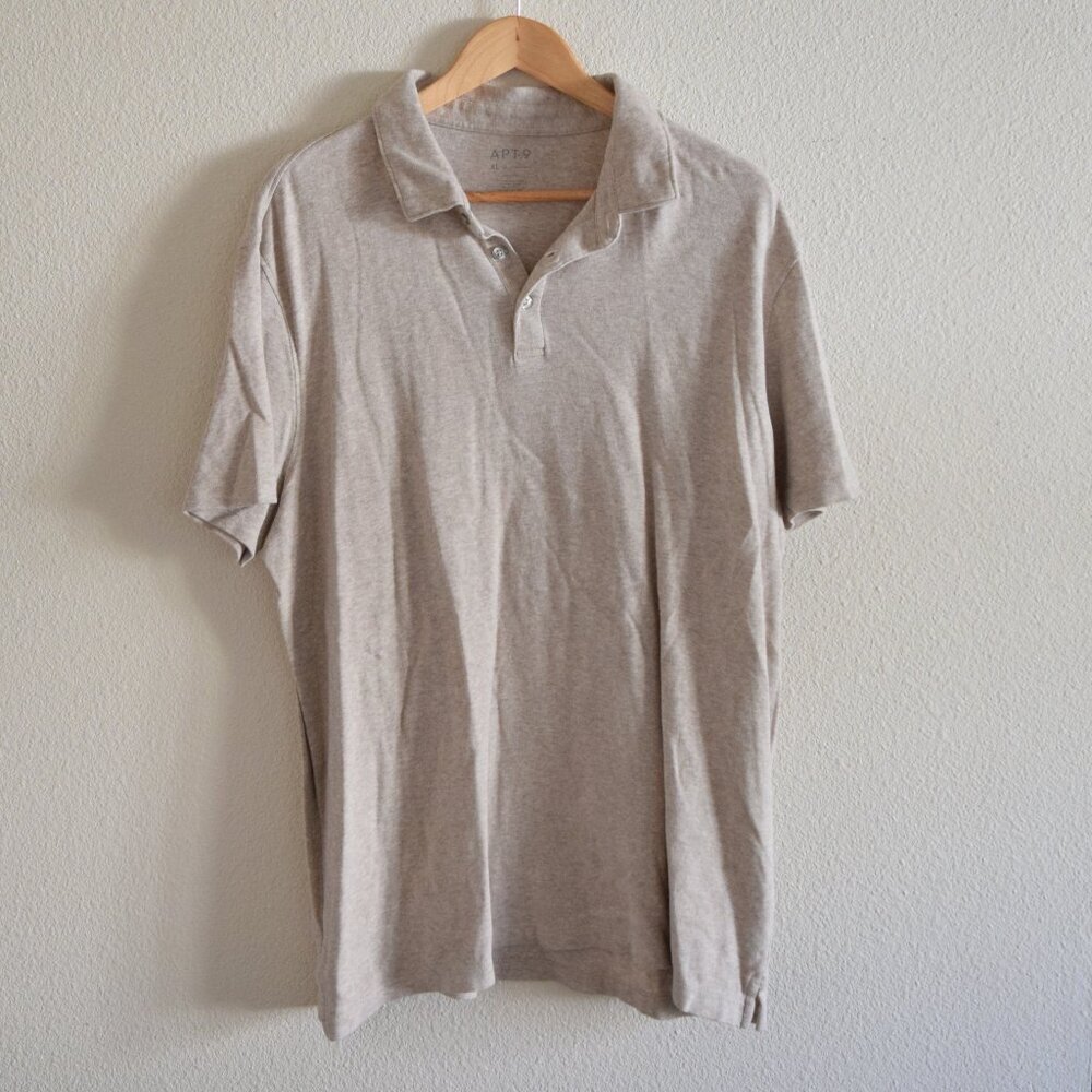 APT. 9 Casual Plain Short-Sleeve Polo Shirt In Beige Size XL